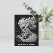 Schets Kunst Zwart en Witte Zeus God van de hemel Briefkaart (Staand voorkant)