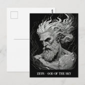Schets Kunst Zwart en Witte Zeus God van de hemel Briefkaart (Voorkant / Achterkant)