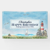 Schets Lichtbaken Vintage Verjaardagsbanner Spandoek (Horizontaal)