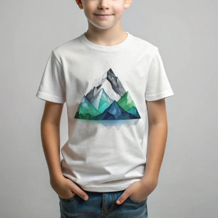 Schets lijnen een geometrisch driehoekig bergland t-shirt