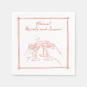 Schets lijst Whimsical Champagne glazen bruiloft Servet (Voorkant)