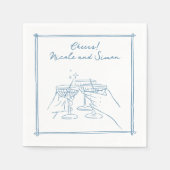 Schets lijst Whimsical Champagne glazen bruiloft Servet (Voorkant)