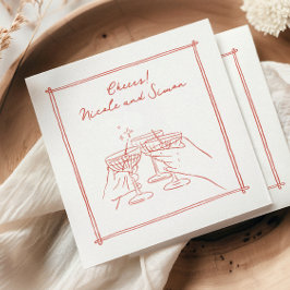 Schets lijst Whimsical Champagne glazen bruiloft Servet