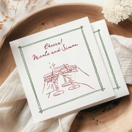 Schets lijst Whimsical Champagne glazen bruiloft Servet