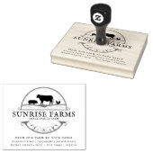  schets | Logo Boerderij van kippen en Koeien Rubberstempel (Gestempeld)