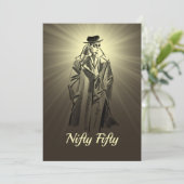 Schets Mannen Grijs Zwart Grappig Nifty Fifty Kaart (Staand voorkant)