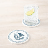 Schets met een marinesoldenzeilboot zandsteen onderzetter (Zijkant)