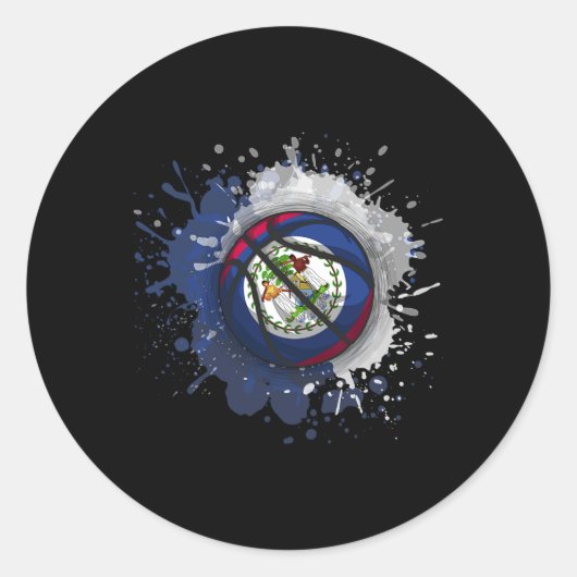 Schets met vlag van Belize Ronde Sticker (Voorkant)