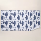  schets Nautical Fish, Waves & Anchor White Strandlaken (Voorkant)