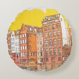 schets of afbeelding van de waterverf van de tradi rond kussen