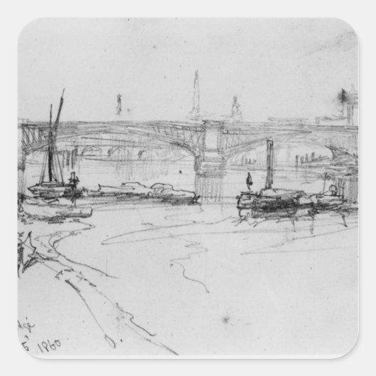 Schets of London Bridge, 1860 Vierkante Sticker (Voorkant)
