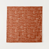 Schets Paddenstoelen: Schattigee naadloze achtergr Wandkleed (Voorkant (horizontaal))