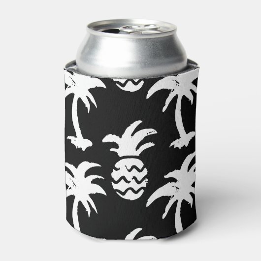 Schets palmbomen, ananas, monochroom patroon. blikjeskoeler (Blikje Voorkant)