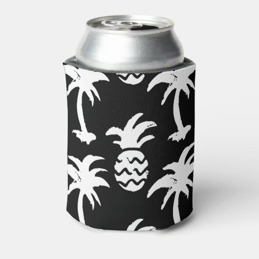 Schets palmbomen, ananas, monochroom patroon. blikjeskoeler (Blikje Achterkant)