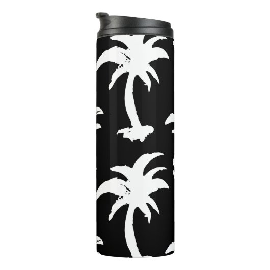 Schets palmbomen, ananas, monochroom patroon. thermosbeker (Geroteerd rechts)