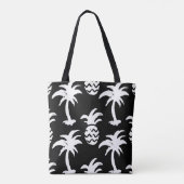 Schets palmbomen, ananas, monochroom patroon. tote bag (Achterkant)