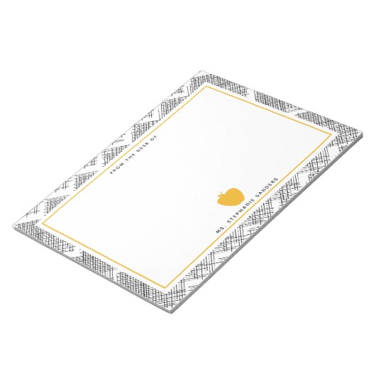 Schets Pattern Yellow Apple Teacher Notitieblok (Schuin)