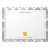 Schets Pattern Yellow Apple Teacher Notitieblok (Voorkant)