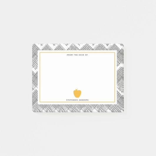 Schets Pattern Yellow Apple Teacher Post-it® Notes (Voorkant)