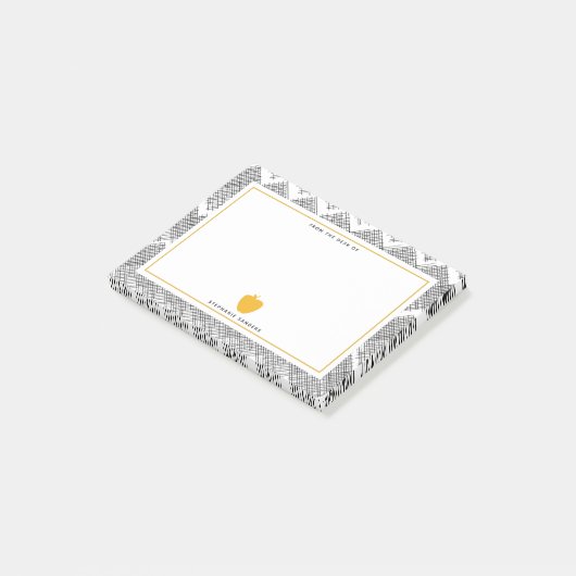 Schets Pattern Yellow Apple Teacher Post-it® Notes (Schuin)