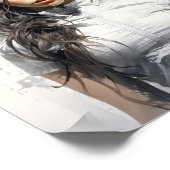 Schets portret van een mooie jonge vrouw poster (Hoek)