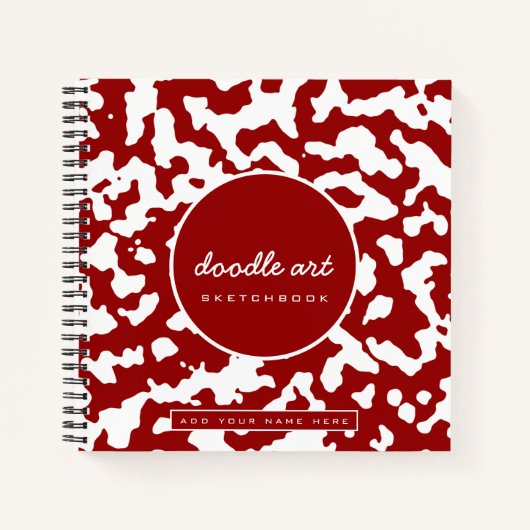 Schets rood wit doodle kunst koe camo print notitieboek (Voorkant)