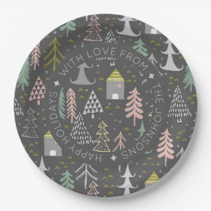 Schets Scandinavische Kerst Dorp Personaliseer Papieren Bordje