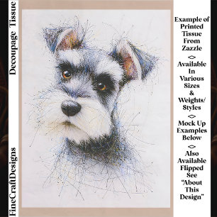 Schets Stijl Schattig Schnauzer Hond EW4L Découpag Tissuepapier
