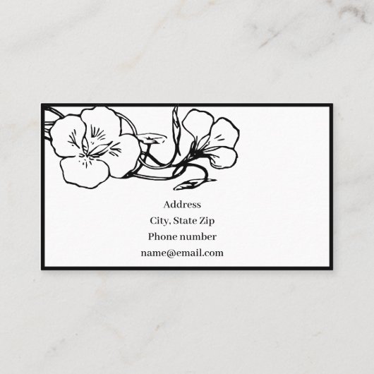 Schets tekening van mooie vrouw vloeiend haar visitekaartje (Achterkant)