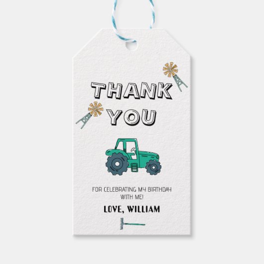 Schets Tractor Jongen Verjaardag Bedankt Favoriete Cadeaulabel (Voorkant)