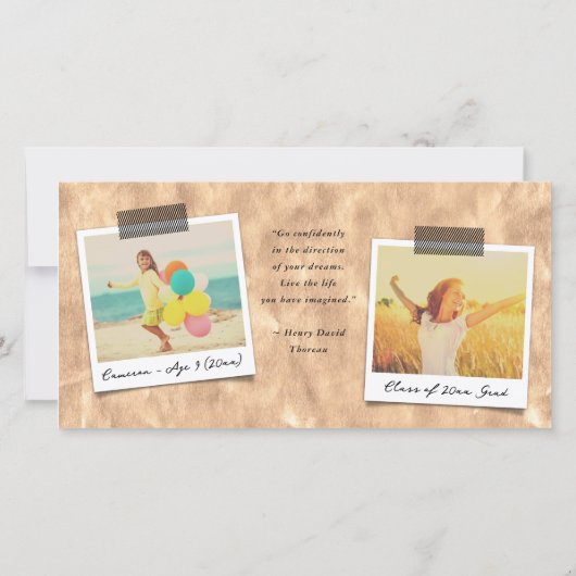 Schets Typografie op koperen gradatie foto Bedankkaart (Achterkant)