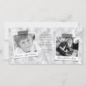 Schets-typografie op zilveren afstudeerhoed foto bedankkaart (Achterkant)