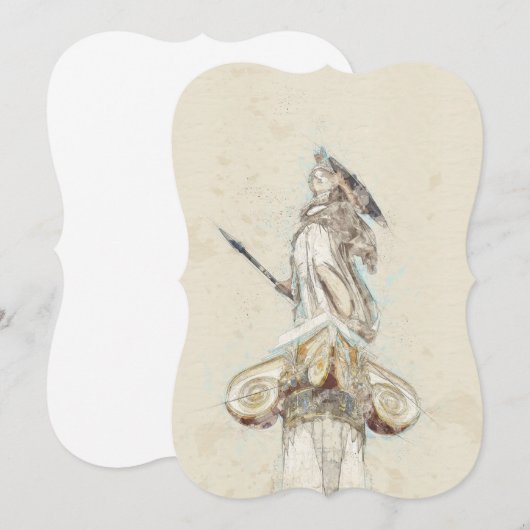 Schets van Athena Statue Invitation - Elegant Kaart (Voorkant / Achterkant)