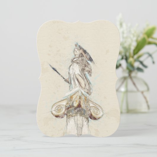 Schets van Athena Statue Invitation - Elegant Kaart (Staand voorkant)