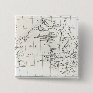 Schets van Australië Vierkante Button 5,1 Cm