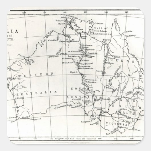 Schets van Australië Vierkante Sticker (Voorkant)