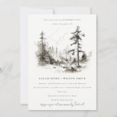 Schets van berglandschap met pijnbomen Huwelijksaa Kaart (Voorkant)