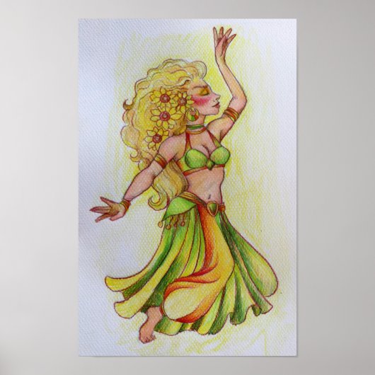 Schets van blonde buikdanseres poster (Voorkant)