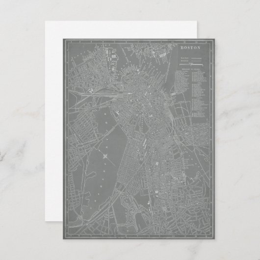 Schets van Boston City Map Briefkaart (Voorkant / Achterkant)