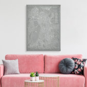 Schets van Boston City Map Canvas Afdruk (Insitu (Woonkamer))