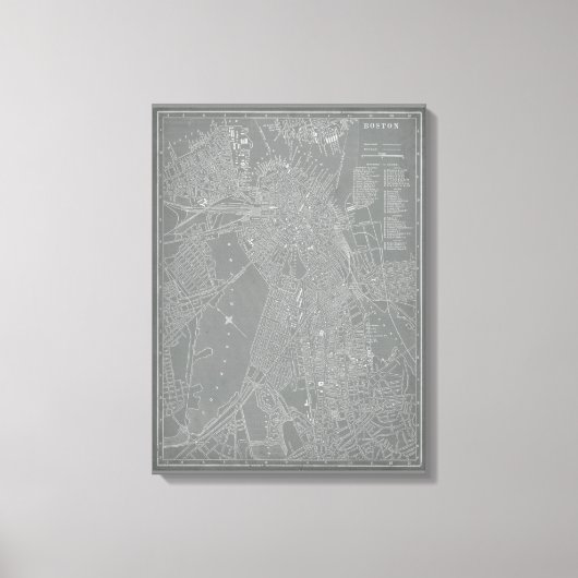 Schets van Boston City Map Canvas Afdruk (Voorkant)