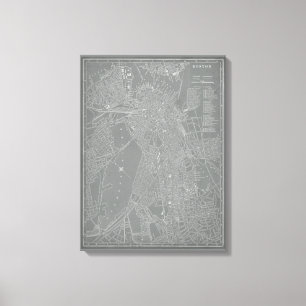 Schets van Boston City Map Canvas Afdruk