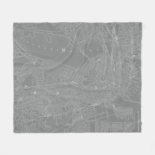 Schets van Boston City Map Fleece Deken (Voorkant (Horizontaal))