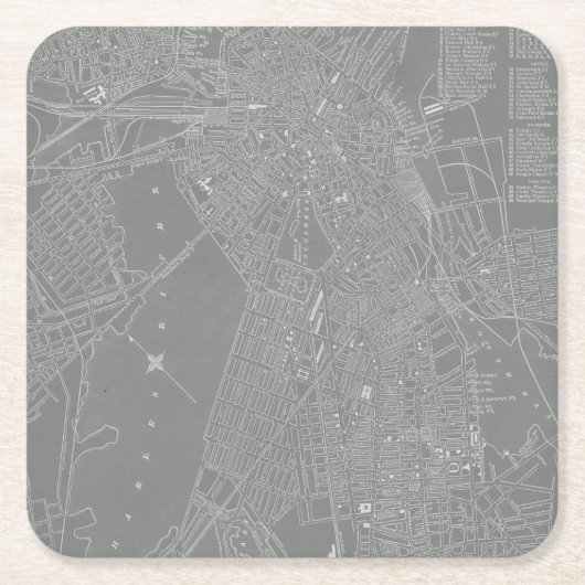 Schets van Boston City Map Kartonnen Onderzetters (Voorkant)