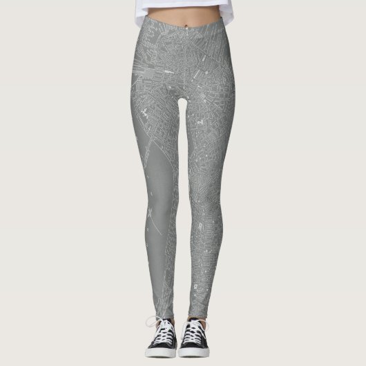 Schets van Boston City Map Leggings (Voorkant)