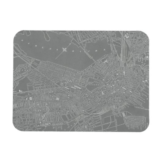 Schets van Boston City Map Magneet (Horizontaal)