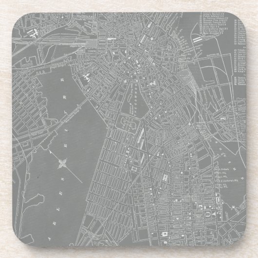 Schets van Boston City Map Onderzetter (Voorkant)
