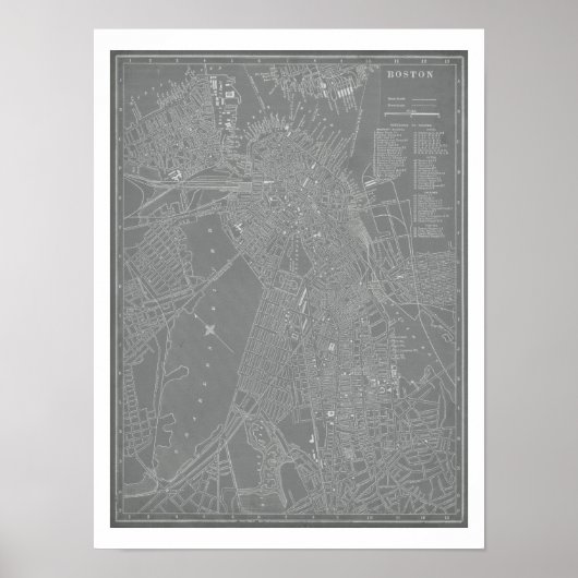 Schets van Boston City Map Poster (Voorkant)