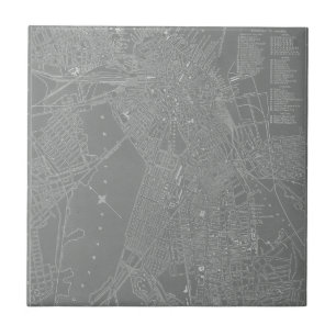 Schets van Boston City Map Tegeltje
