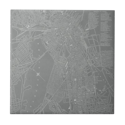 Schets van Boston City Map Tegeltje (Voorkant)